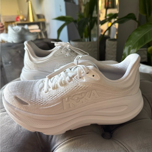 Hoka Bondi 9 Women's White Sneakers - Picture 3 of 8